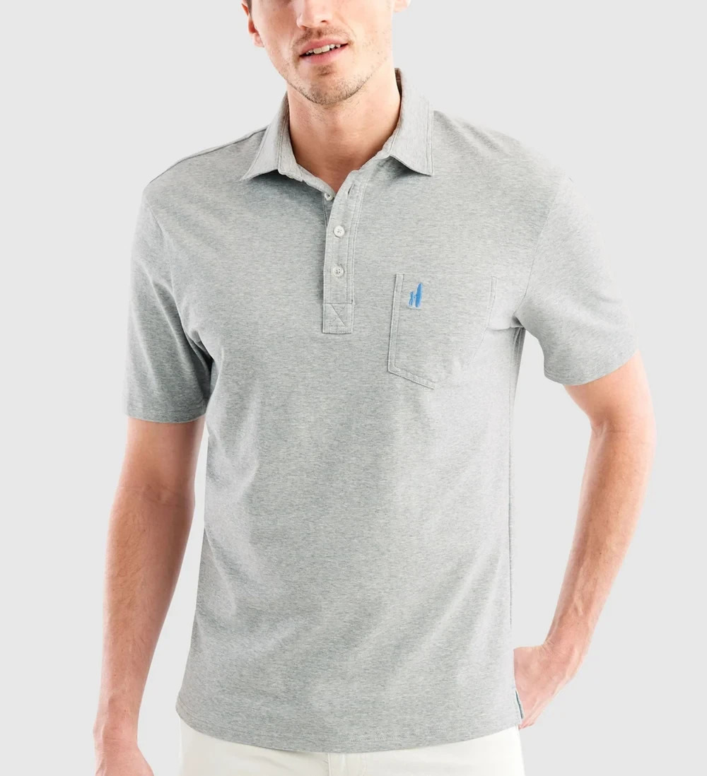 Johnnie O Polo Shirt Mens Gray Hangin Out Stretch Pocket Casual Golf M A010369